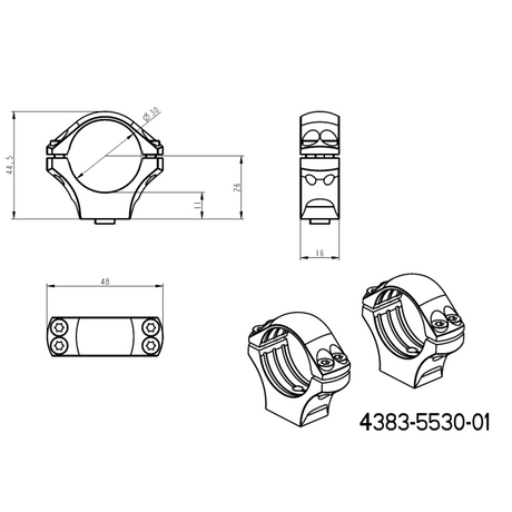 30mm anneaux de lunette | base Picatinny QD Ergo longue 