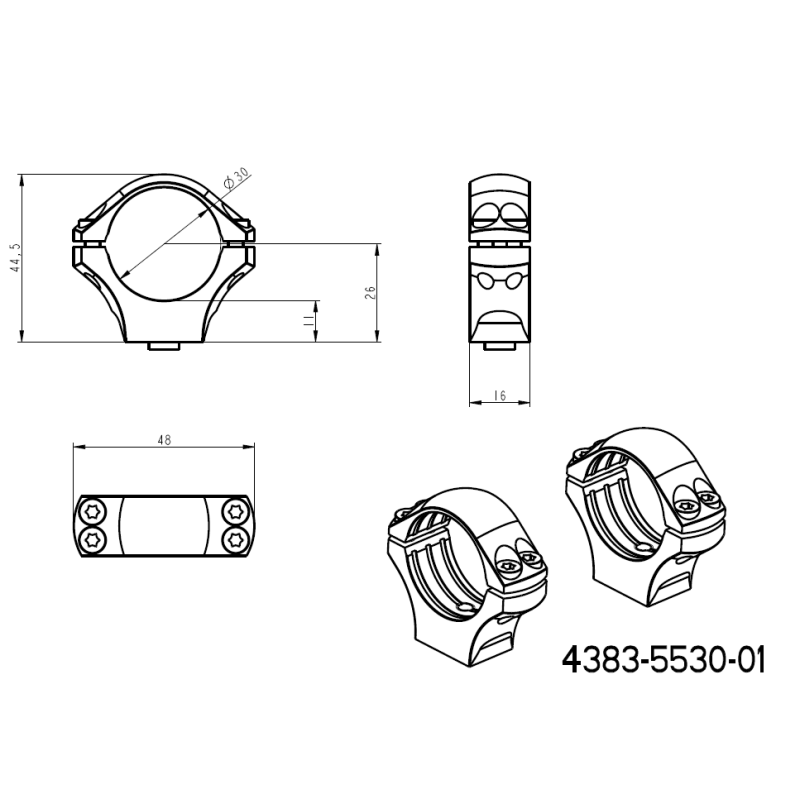 30mm scope rings | two-piece picatinny base with QD levers