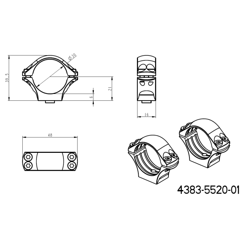 30mm anneaux de lunette | base picatinny en deux parties avec leviers 