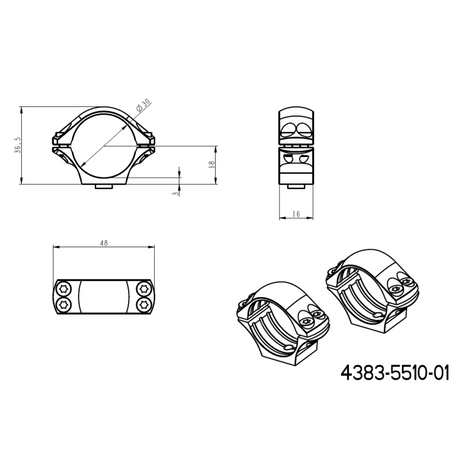 30 mm anneaux de lunette | base Picatinny QD longue 