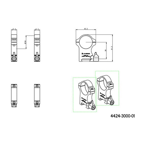 30mm scope rings | Picatinny base with lever