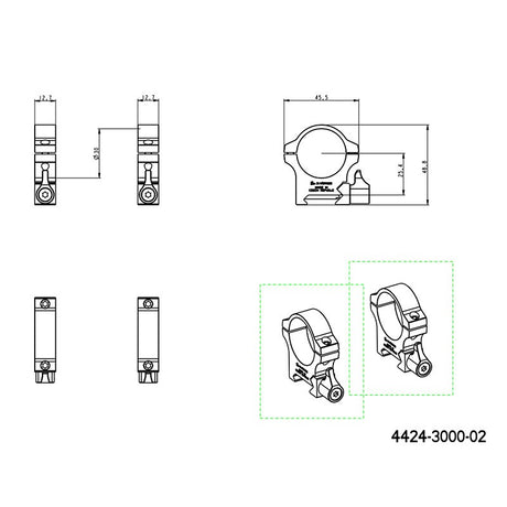 30mm scope rings | Picatinny base with lever