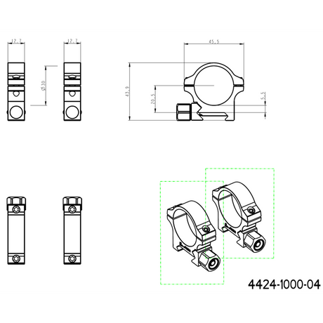 30mm scope rings | Picatinny base with screw nut