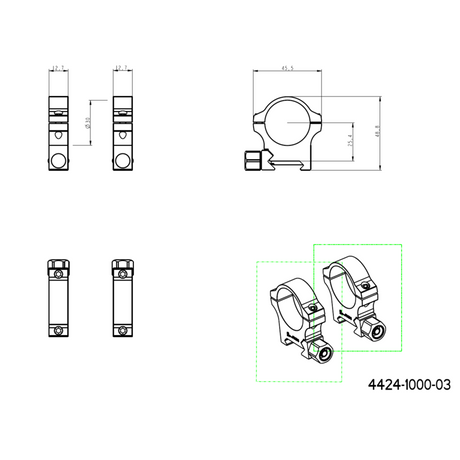 30 mm anneaux de lunette | Base Picatinny avec écrou 